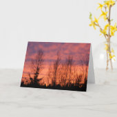 ハッピーバースデー – 紫の夕日 カード (黄色い花)