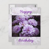 ハッピーバースデー – 紫もやの菊 ポストカード (正面/裏面)