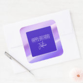 「ハッピーバースデー」紫ステッカー スクエアシール (封筒)