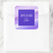 「ハッピーバースデー」紫ステッカー スクエアシール (バッグ)