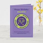 ハッピーバースデー、紫🎾テニス誕生日🎉カード カード (黄色い花)