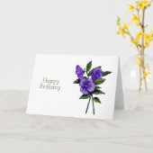 ハッピーバースデー、紫色のパンジーの花、芸術 カード (黄色い花)