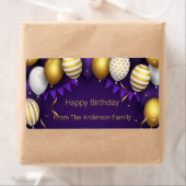 ハッピーバースデー – 紫/金ゴールドのパーソナライズ ラベル (インサイチュ)