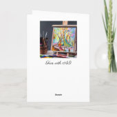 ハッピーバースデー |絵を描の木のイーゼル カード (裏面)