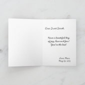 ハッピーバースデー、緑のフラムの白い蘭の花 カード (内部)