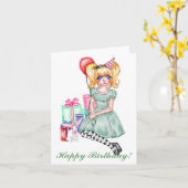 ハッピーバースデー(緑)カード カード (黄色い花)