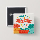 ハッピーバースデー 缶バッジ (正面&裏面)