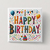 ハッピーバースデー 缶バッジ (正面)