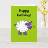 ハッピーバースデー（羊） カード (黄色い花)