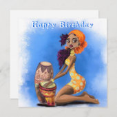 ハッピーバースデー – 美しいアフリカドラマー女の子 (正面/裏面)
