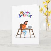 ハッピーバースデー**美しい女性***カード カード (黄色い花)