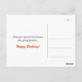 ハッピーバースデー。美しい白いバラの花 ポストカード (裏面)