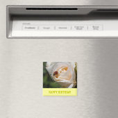 ハッピーバースデー。美しい白いバラの花 マグネット (インサイチュ (食洗機))
