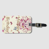 ハッピーバースデー:美しい蝶の願最高のい ラゲッジタグ (正面横)