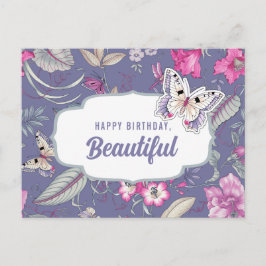 ハッピーバースデー、美しい。花と蝶 ポストカード