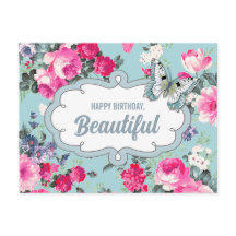 ハッピーバースデー、美しい。花と蝶