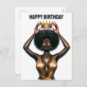 ハッピーバースデー，美しい，黒の女王，メラニンポー シーズンポストカード (正面/裏面)