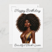 ハッピーバースデー，美しい，黒の女王，メラニンポー シーズンポストカード (正面/裏面)