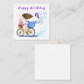 ハッピーバースデー – 自転車に乗ったハッピーヤングガール ノートカード (正面/裏面)