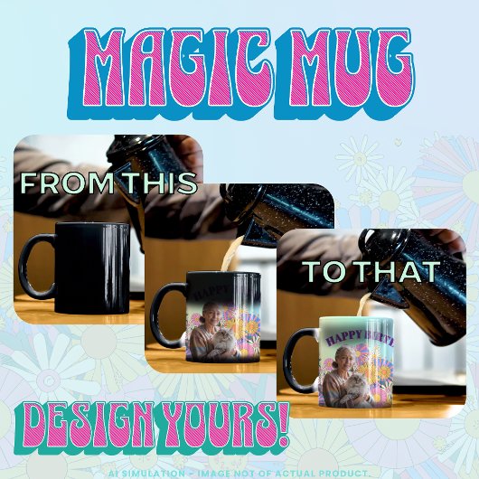 ハッピーバースデー!花園サイケデリックの猫 モーフィングマグカップ