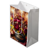 ハッピーバースデー、花、チョコレート、ナターシャ ミディアムペーパーバッグ (正面アングル)