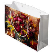 ハッピーバースデー、花、チョコレート、ナターシャ ラージペーパーバッグ (裏面アングル)