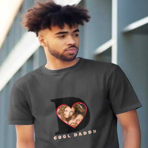 ハッピーバースデー,記念写真パパハートコラージュ Tシャツ