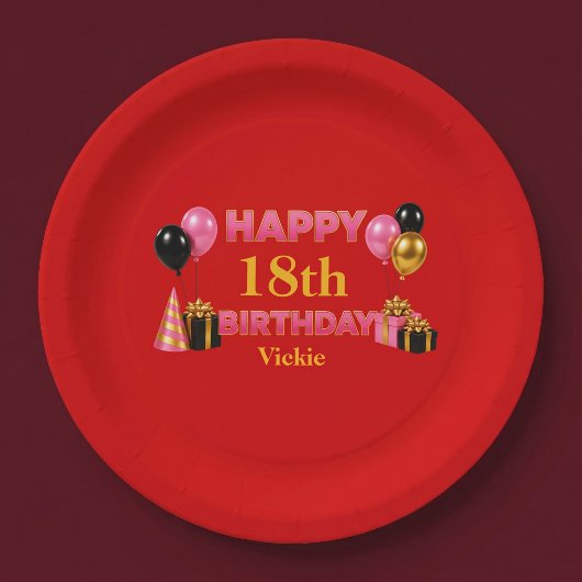 ハッピーバースデー 誕生日おめでとう 赤 ペーパープレート
