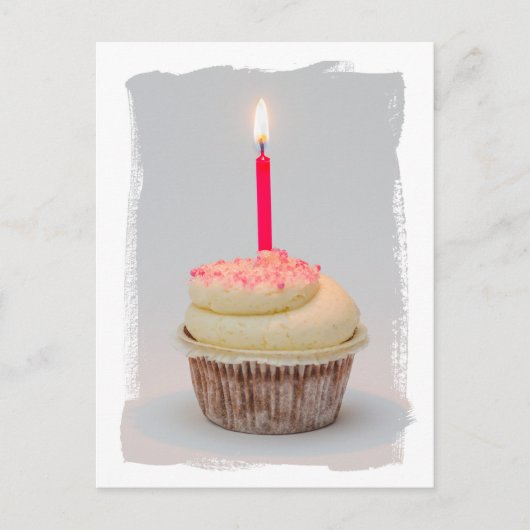 ハッピーバースデー、誕生日ガールカップケーキカード ポストカード (正面)