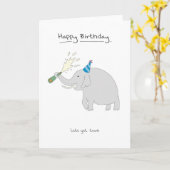 ハッピーバースデー – 象 カード (黄色い花)