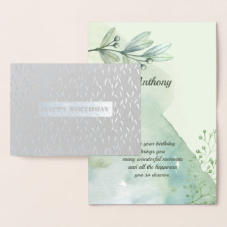 ハッピーバースデー。 贅沢実質ホイル|の水彩画カード 箔カード