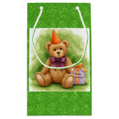 ハッピーバースデー!，贈り物とテディ， Natasha Us スモールペーパーバッグ (裏面)