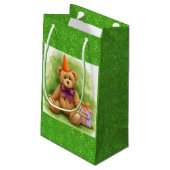 ハッピーバースデー!，贈り物とテディ， Natasha Us スモールペーパーバッグ (裏面アングル)