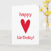 ハッピーバースデー!赤いハートグリーティングカード カード (黄色い花)