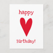 ハッピーバースデー!赤いハート ポストカード (正面)