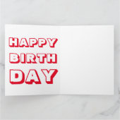 ハッピーバースデー、赤モダン白はっきりした カード (内部)