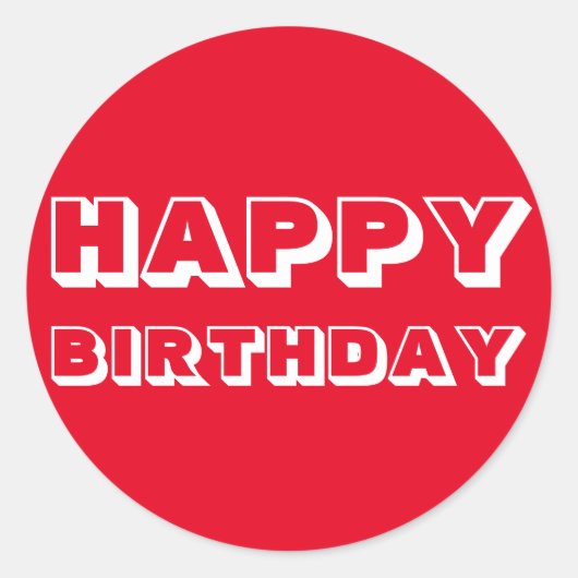 ハッピーバースデー、赤モダン白はっきりした ラウンドシール (正面)
