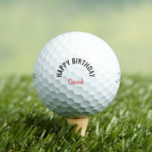 ハッピーバースデー 赤 名前 Titleist ゴルフボール (インサイチュ 木)
