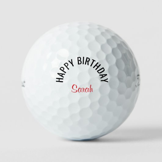 ハッピーバースデー 赤 名前 Titleist ゴルフボール (正面)