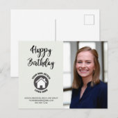 ハッピーバースデー 連絡先情報 写真 不動産 ポストカード (正面/裏面)