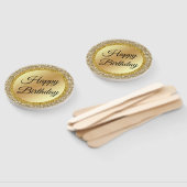 ハッピーバースデー、金ゴールドラグジュアリー背景クラシックシック ハンドファン (組立なし)