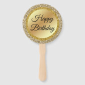 ハッピーバースデー、金ゴールドラグジュアリー背景クラシックシック ハンドファン (正面)