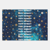 ハッピーバースデー!金ゴールド星 ラッピングペーパーシート (正面3)