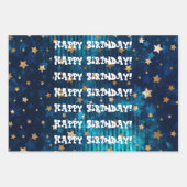 ハッピーバースデー!金ゴールド星 ラッピングペーパーシート (正面2)