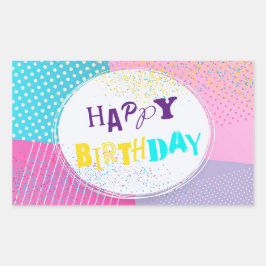 ハッピーバースデー 長方形シール