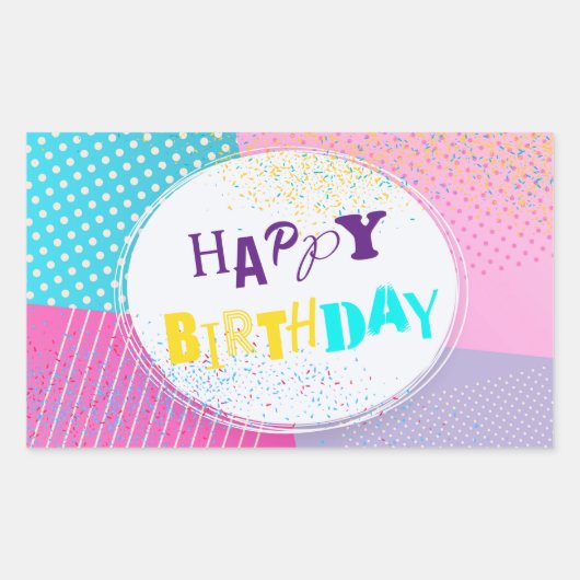 ハッピーバースデー 長方形シール (正面)
