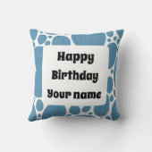 ハッピーバースデー、青いパターン クッション (裏面)