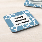 ハッピーバースデー、青いパターン コースター (左側)