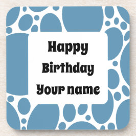 ハッピーバースデー、青いパターン コースター