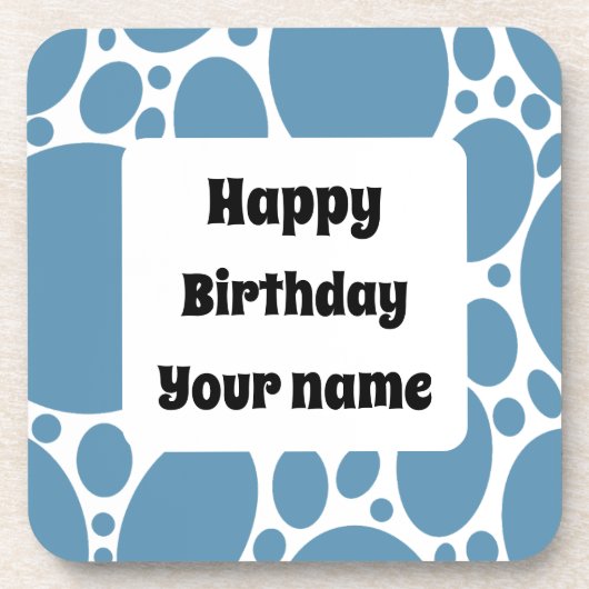 ハッピーバースデー、青いパターン コースター (正面)